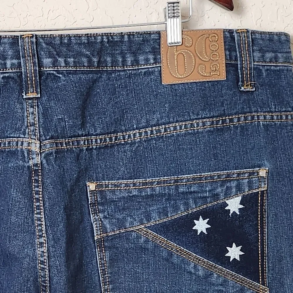 COOGI Flag Star Embroidered Red White Blue Big & Tall Denim Jean Shorts Size 50